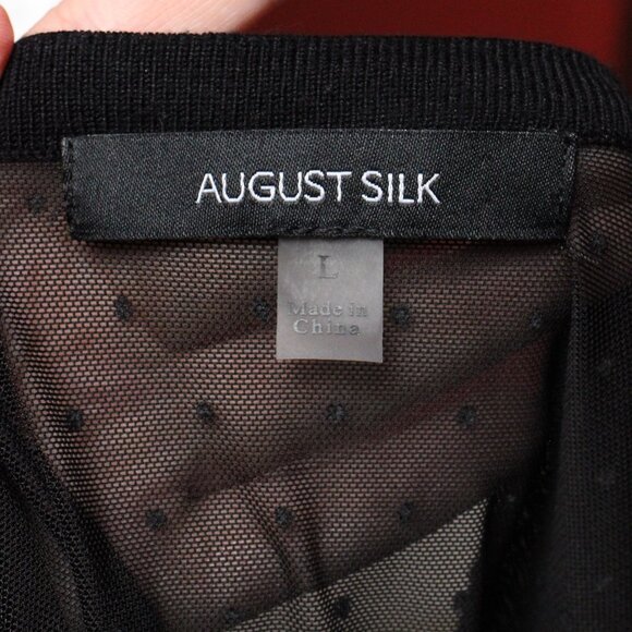 August Silk Black Mesh Polka Dot Blouse - Picture 11 of 12
